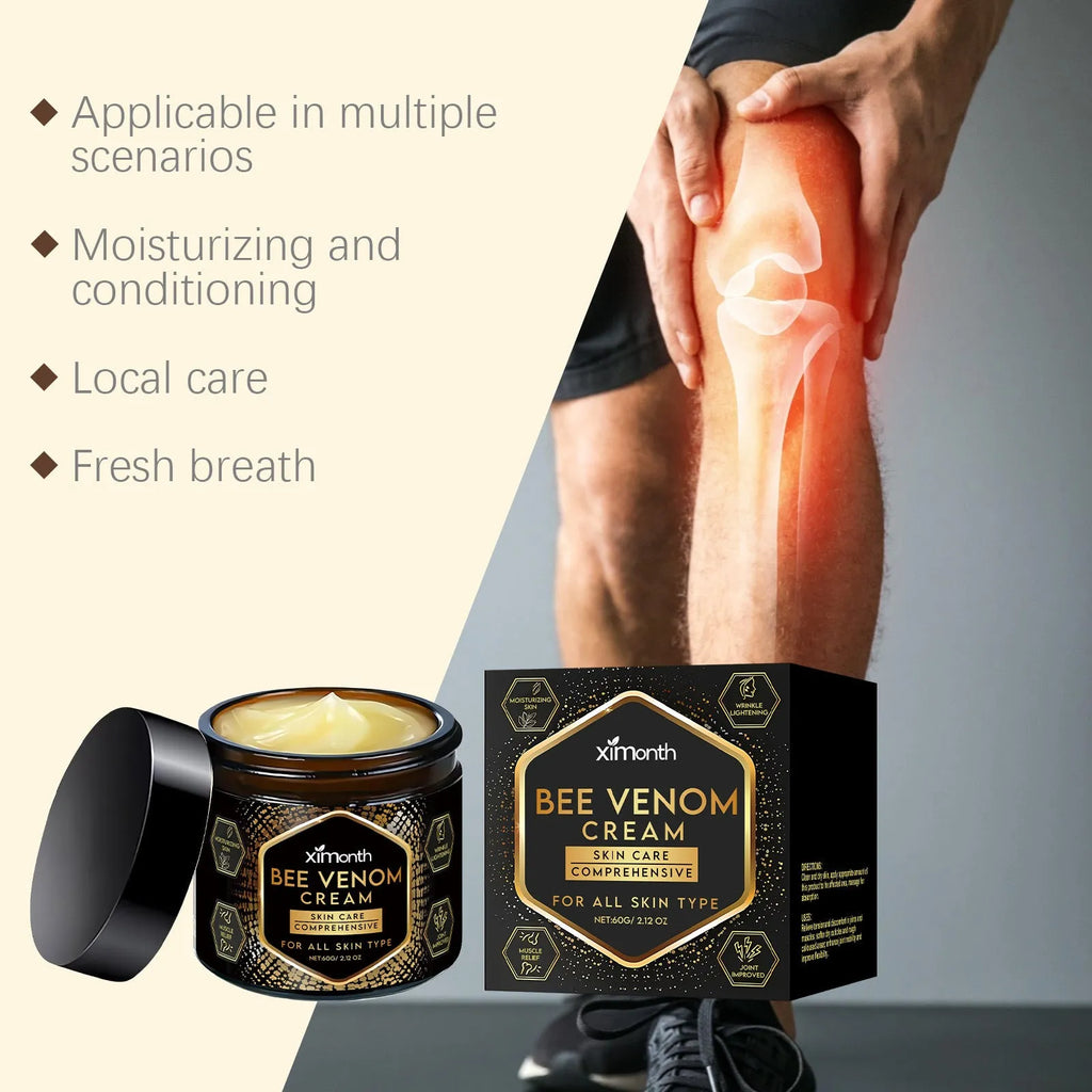 60g moisturising skincare cream container with mint, bee venom and tea tree oil active ingredients