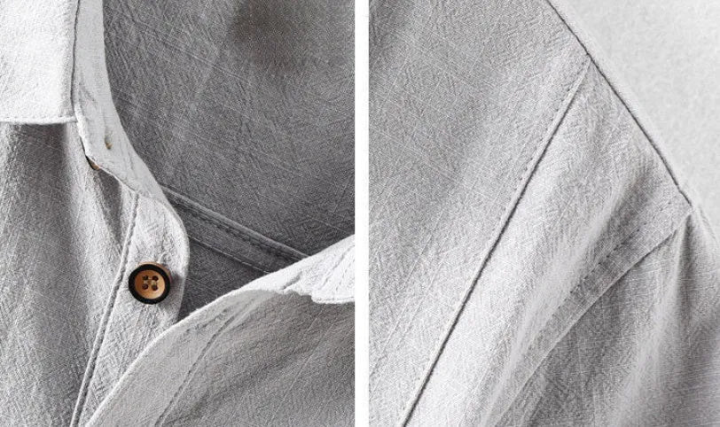 Men's cotton and linen casual shirt in loose fit available in four colours