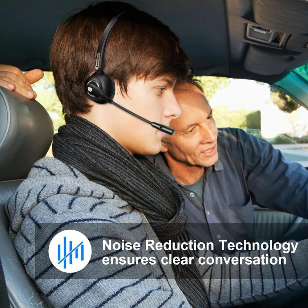 Over-ear Bluetooth headset with microphone for truck drivers and office professionals