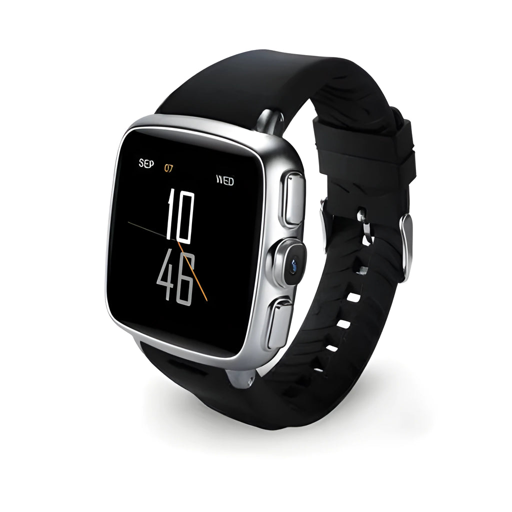 Black or white Z01 smart watch with a 1.54 inch screen showing its interface.