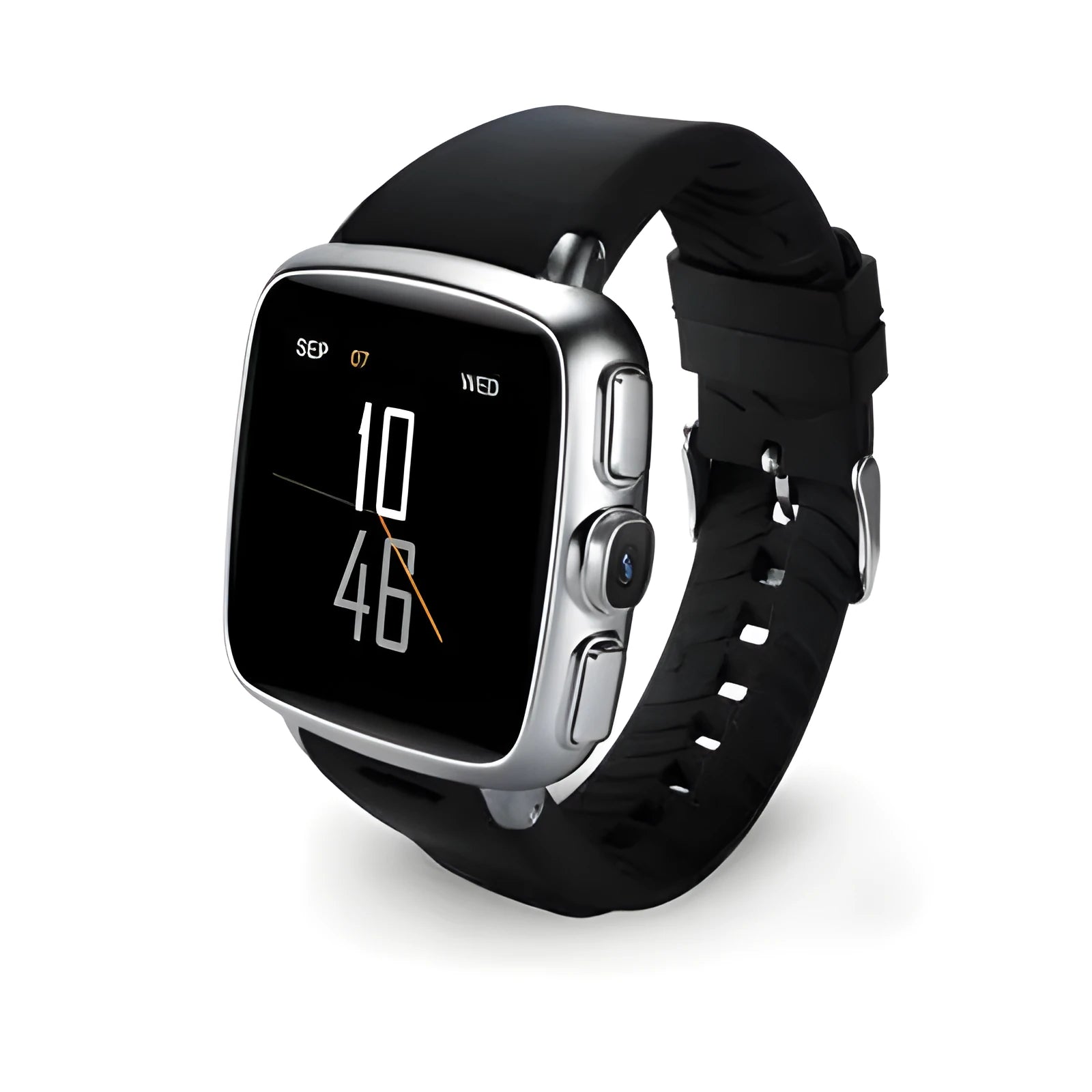 Black or white Z01 smart watch with a 1.54 inch screen showing its interface.