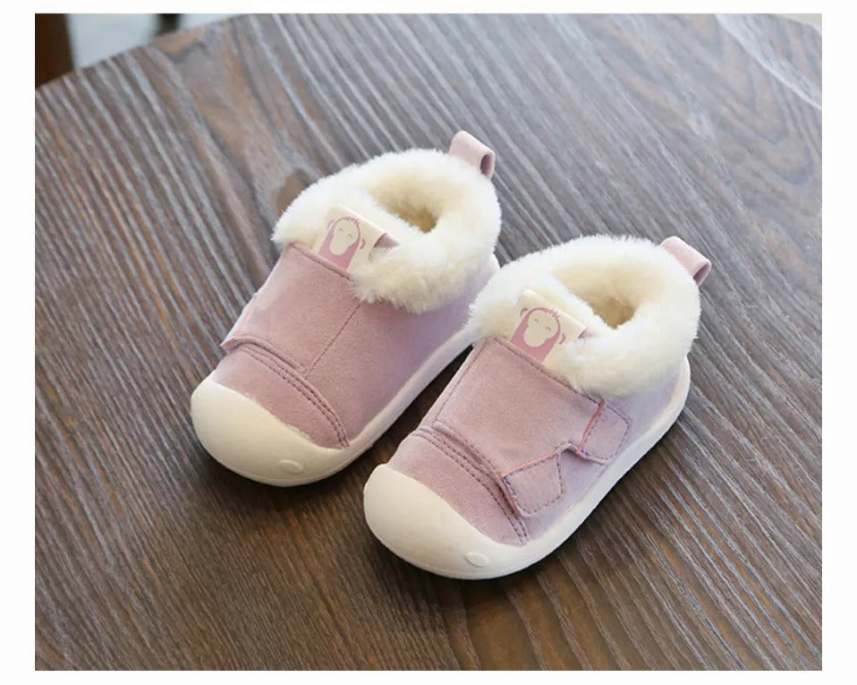 Toddler cotton shoes with velvet upper and non-slip soles in multiple colours and sizes