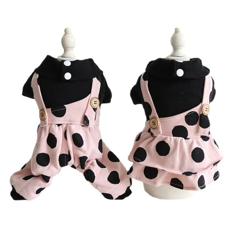 Lapel shoulder strap pet clothing set for couples matching outfits with five size options