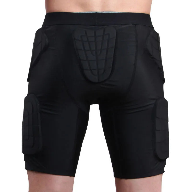 Black anti-collision sports pants with waist padding for basketball and rugby, adult size