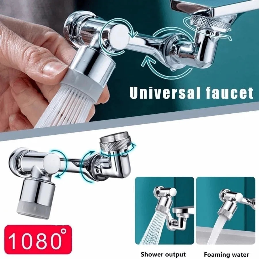 Copper swivel universal extension bubbler with 1080-degree rotation and dual mode water flow for kitchen sink