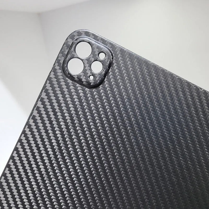 Genuine carbon fibre hard protective case for Apple iPad Pro 11 inch in matte and forged finishes.