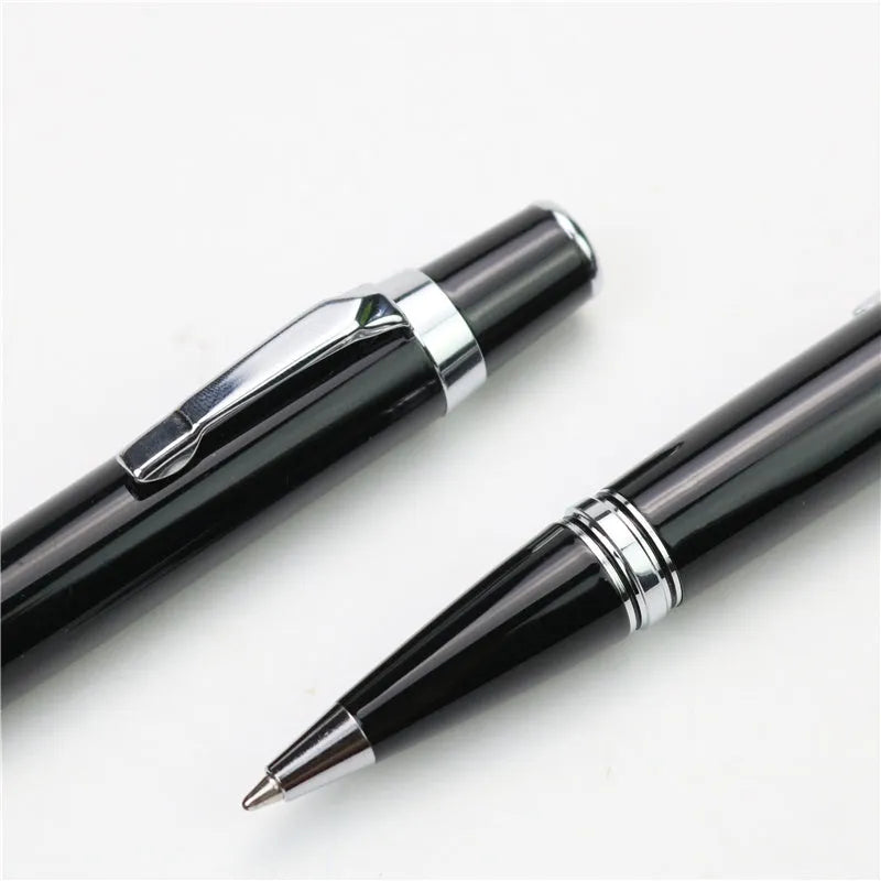 Black full metal rollerball pen with pocket clip and 0.7mm refill