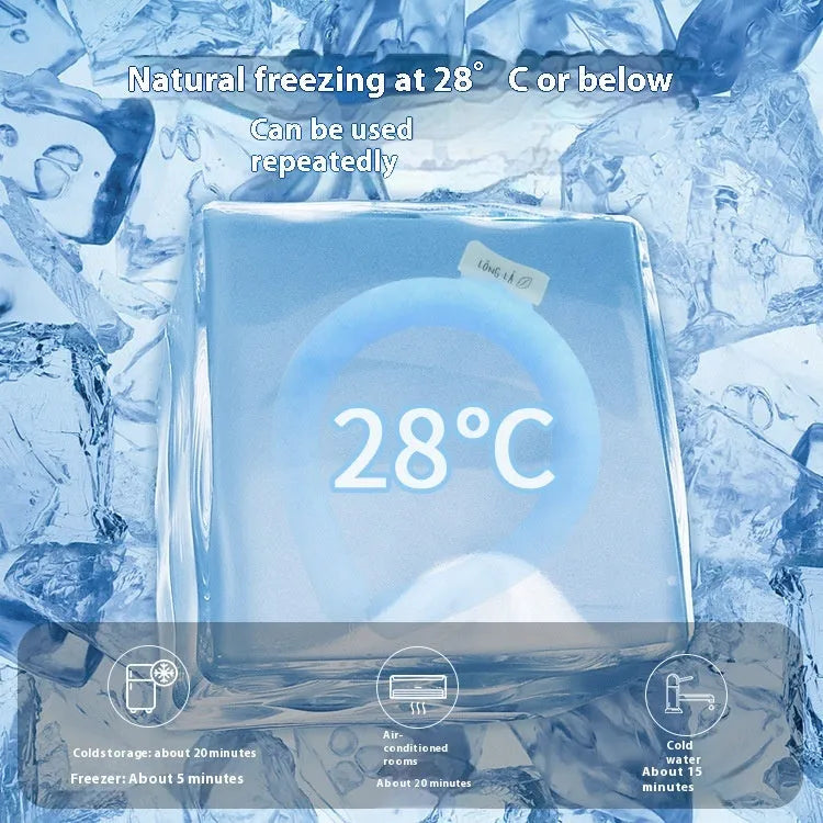 Blue PVC halter-style cooling neck ice ring for outdoor sports.