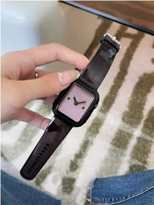 Brown transparent Apple Watch compatible replacement strap and case for Series 1-7 models