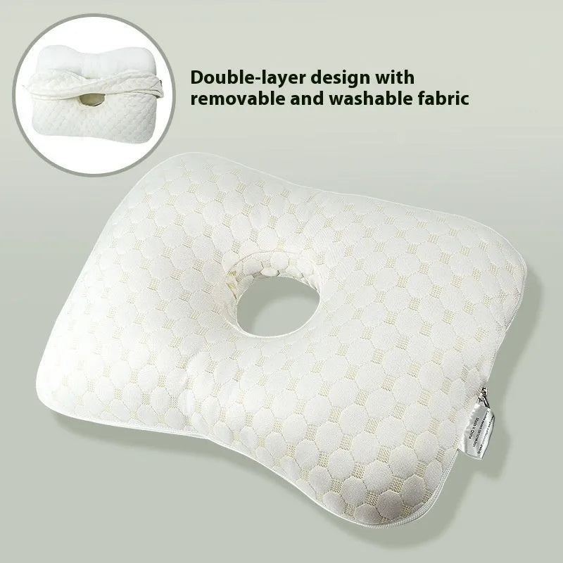 Chinese style single hole ear pillow for beauty salons in Boer Grey colour, showing dimensions of 39 by 28 cm.
