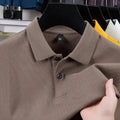 Men's casual polo collar short sleeve top in mercerized cotton, available in multiple solid colours