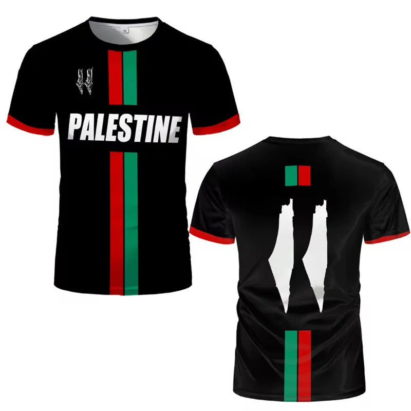 3D printed football pattern on spandex T-shirt with half sleeves in street fashion style