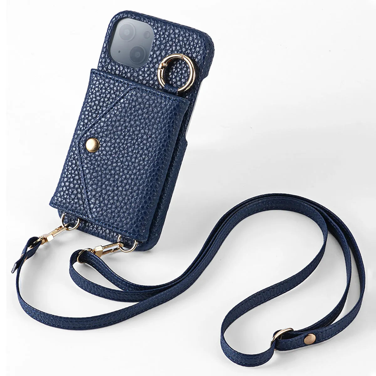 Wallet style mobile phone case with bracket in black imitation leather for iPhone 14 Pro Max