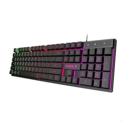 Black USB wired luminous gaming keyboard with frosted keycaps and a braided cable.