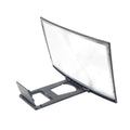 12 inch black mobile screen magnifier with curved arc frame and HD acrylic lens on a desktop