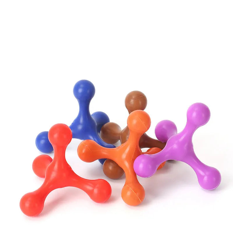 9.5cm beef-flavoured silicone three-legged bone chew toy for small medium breed puppies in assorted colours