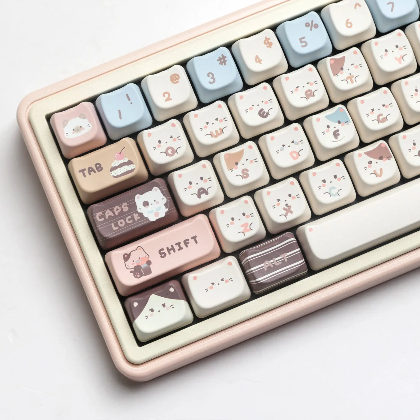 High Sea Salt Cat themed PBT keycap set showing 26 keys and optional 7u space bar supplement
