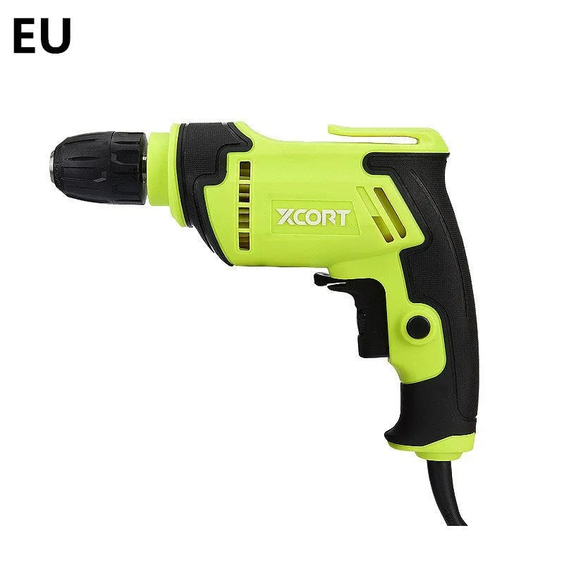 Pistol grip electric power drill with a 10mm chuck on a 220v cord.