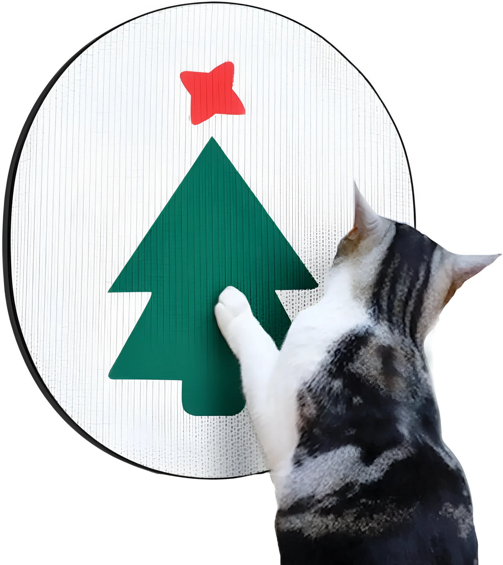 Wall mounted cat scratch pad with black cactus design, 35x44cm corrugated cardboard with catnip