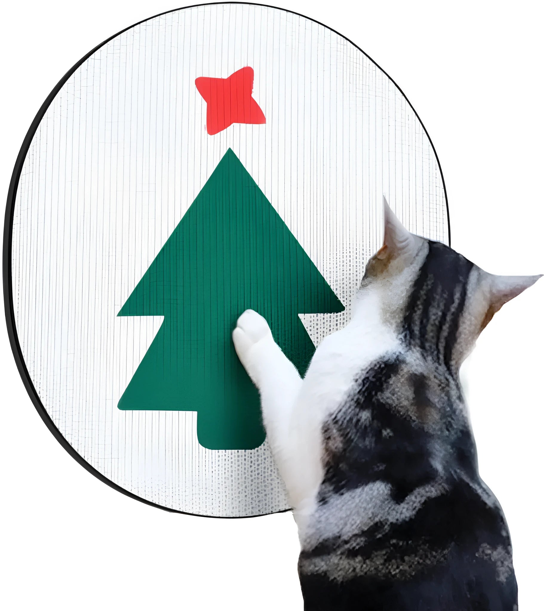 Wall mounted cat scratch pad with black cactus design, 35x44cm corrugated cardboard with catnip