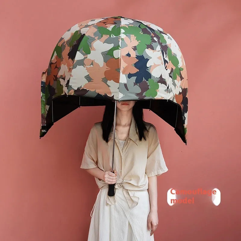76cm dual sun rain umbrella with long handle in blue vinyl colour option