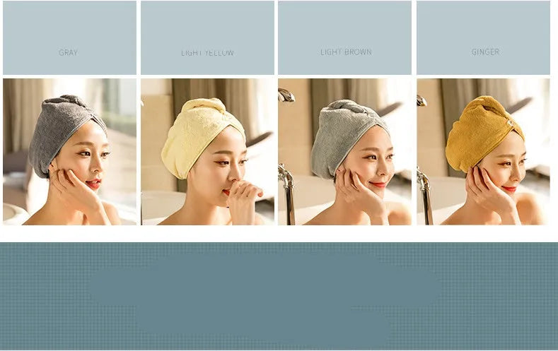Women's microfiber hair dryer cap, absorbent hair towel, shown in a solid colour