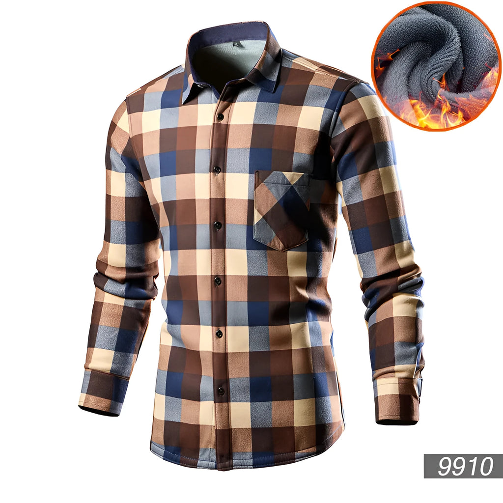Men's solid colour fleece-lined cotton blend cardigan on a hanger, loose fit style.