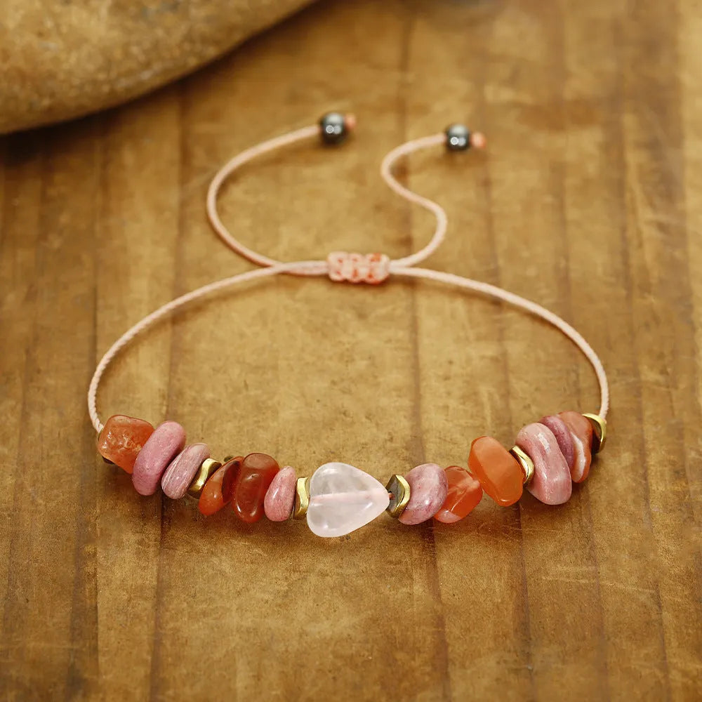 Women's geometric stone beaded bracelet with manually crafted charms in fashion OL style