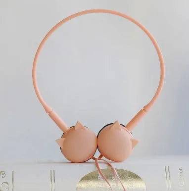 Cat stereo earphones with LED lights on ears and adjustable headband in four colour options