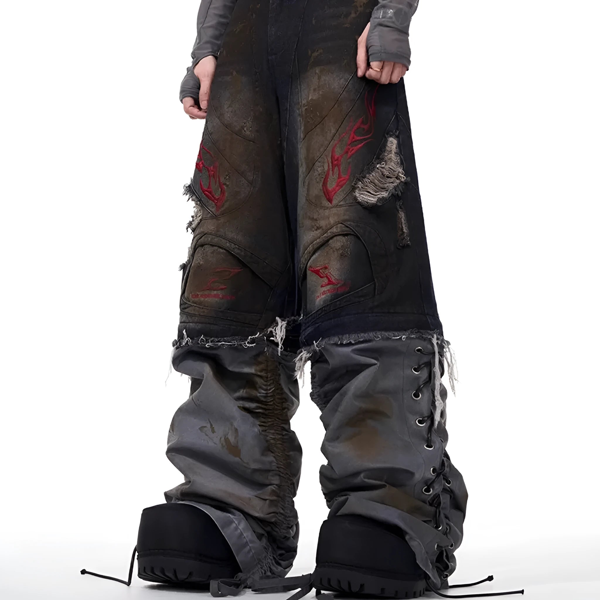 Men's loose-fit retro jeans with detachable trouser legs in denim.