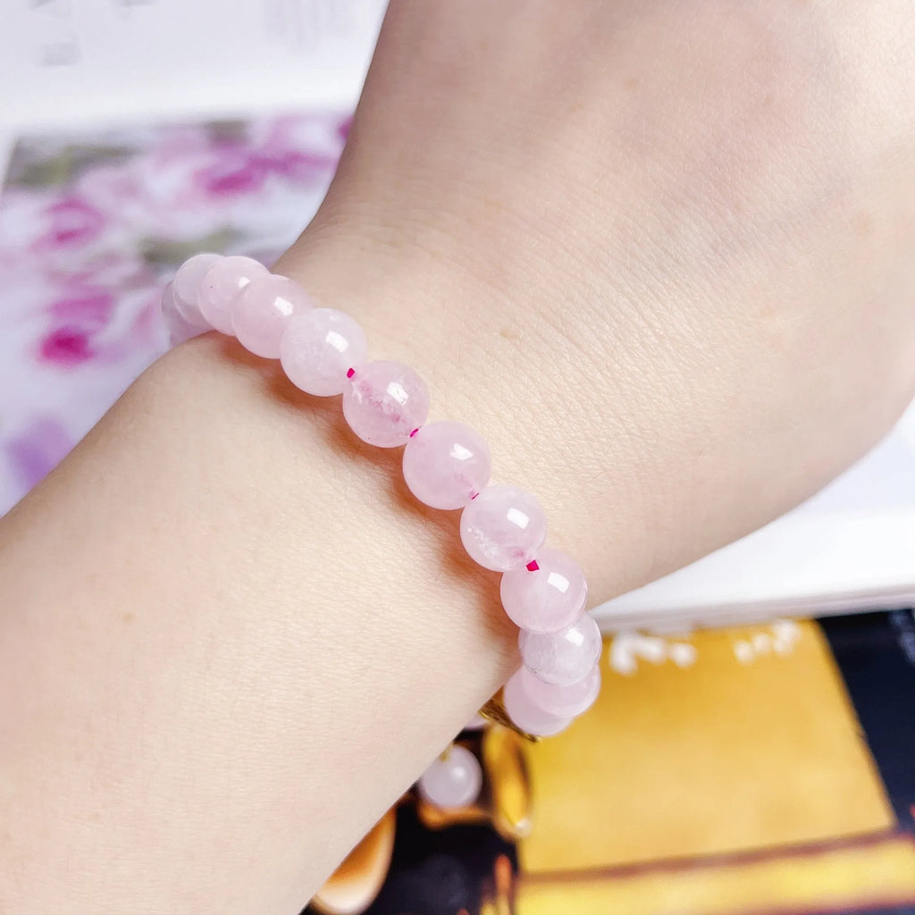 NAFU pink crystal peach blossom bracelet for women, handmade Chinese-style jewellery