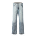 Men's blue cotton denim jeans mid waist casual trousers youth leisure wear