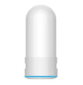 White plastic faucet water filter with ceramic cartridge and universal adapters for kitchen tap installation