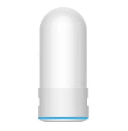 White plastic faucet water filter with ceramic cartridge and universal adapters for kitchen tap installation