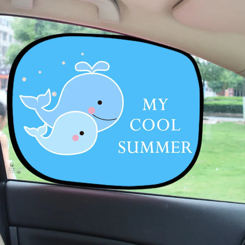 Electrostatic adsorption car side window sunshade with animal design on nylon mesh