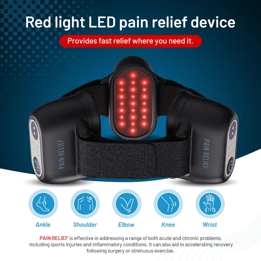 Black adjustable strap physiotherapy instrument with three gear settings for joint and muscle therapy