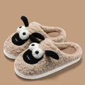 Simple lambswool thermal cotton slip-on slippers in brown, grey, or white with a suede upper.