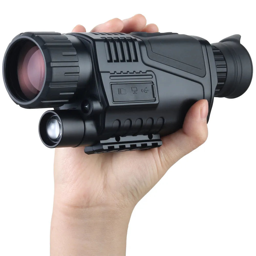 Black infrared digital night vision telescope with 40mm lens, storage bag, and accessories for outdoor observation