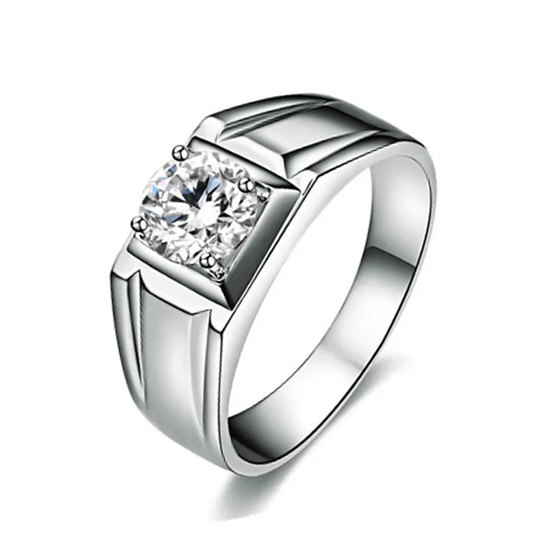 Men's large square diamond ring with adjustable opening in gold colour