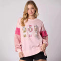 Women's Christmas soldier sequins hoodie pullover in sky blue with loose fit and long sleeves