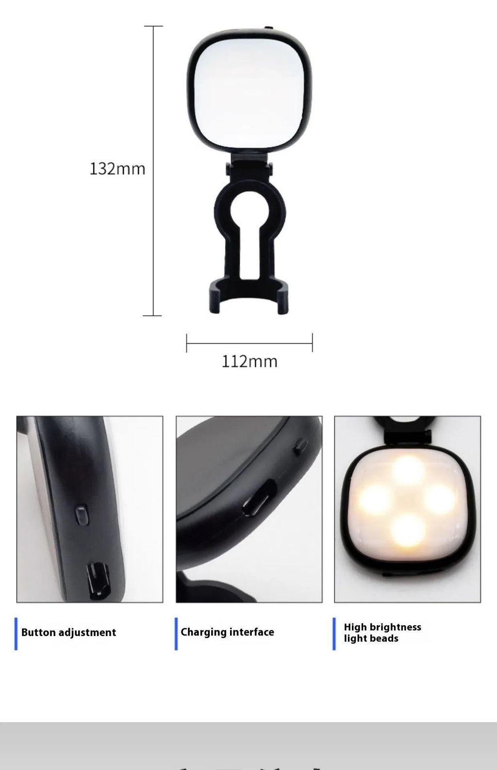 Generation Universal Holder PTZ Fill Light Selfie Bracket in Pocket3 Fill Light colour, 30cm plastic bracket