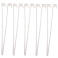 Ten white PP plastic car window flag holder clip mounts on a plain background.