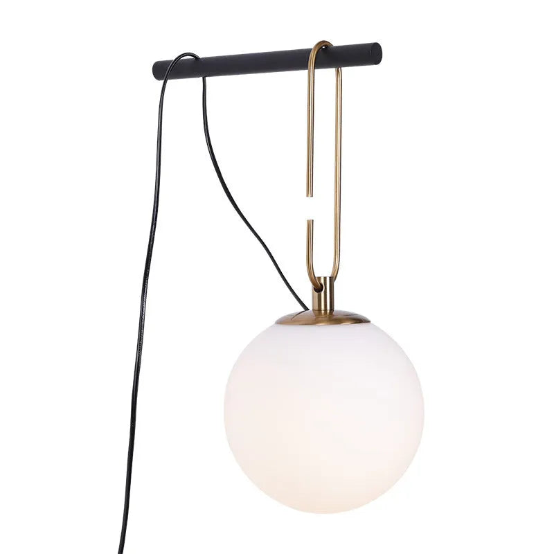 Nordic modern glass wall lamp mounted on a wall with three light colour temperature options displayed.