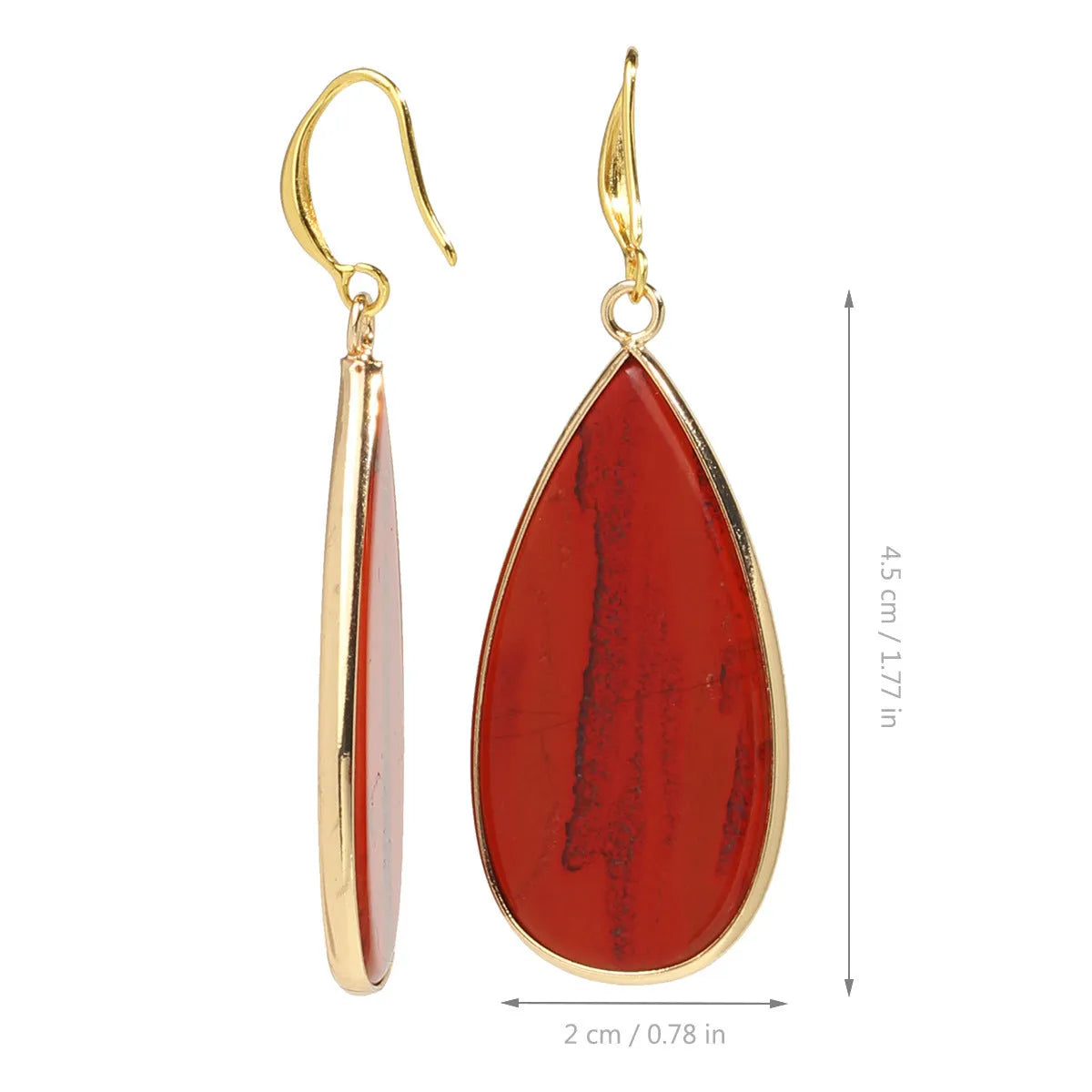 Vintage long water drop earrings with handmade stone construction in tigereye colour