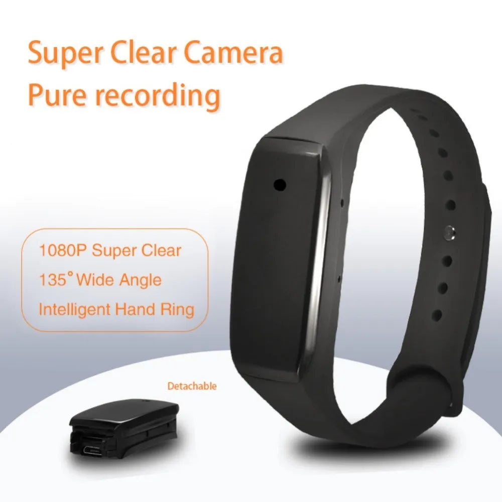 EDAL K18 black silicone and ABS wearable wristband camera shown on wrist for HD recording.