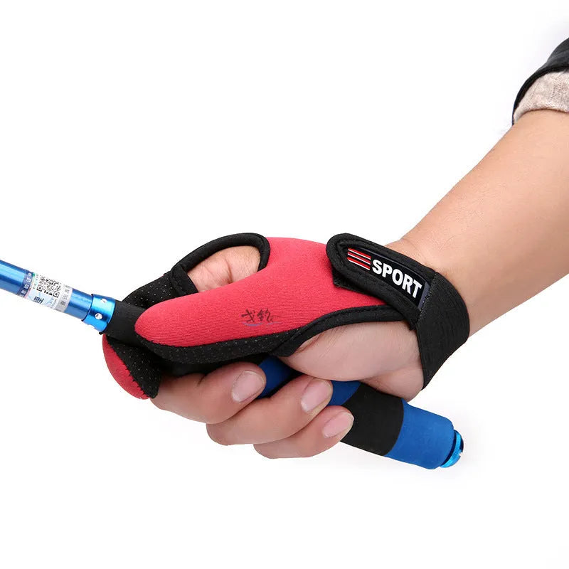 Single two-finger fishing glove with diving cloth back and microfiber palm, shown in a colour option.