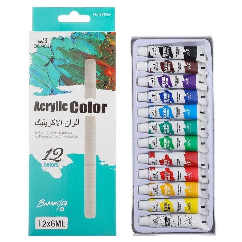 12-colour pigment paint set tubes for acrylic gouache watercolour and oil painting techniques