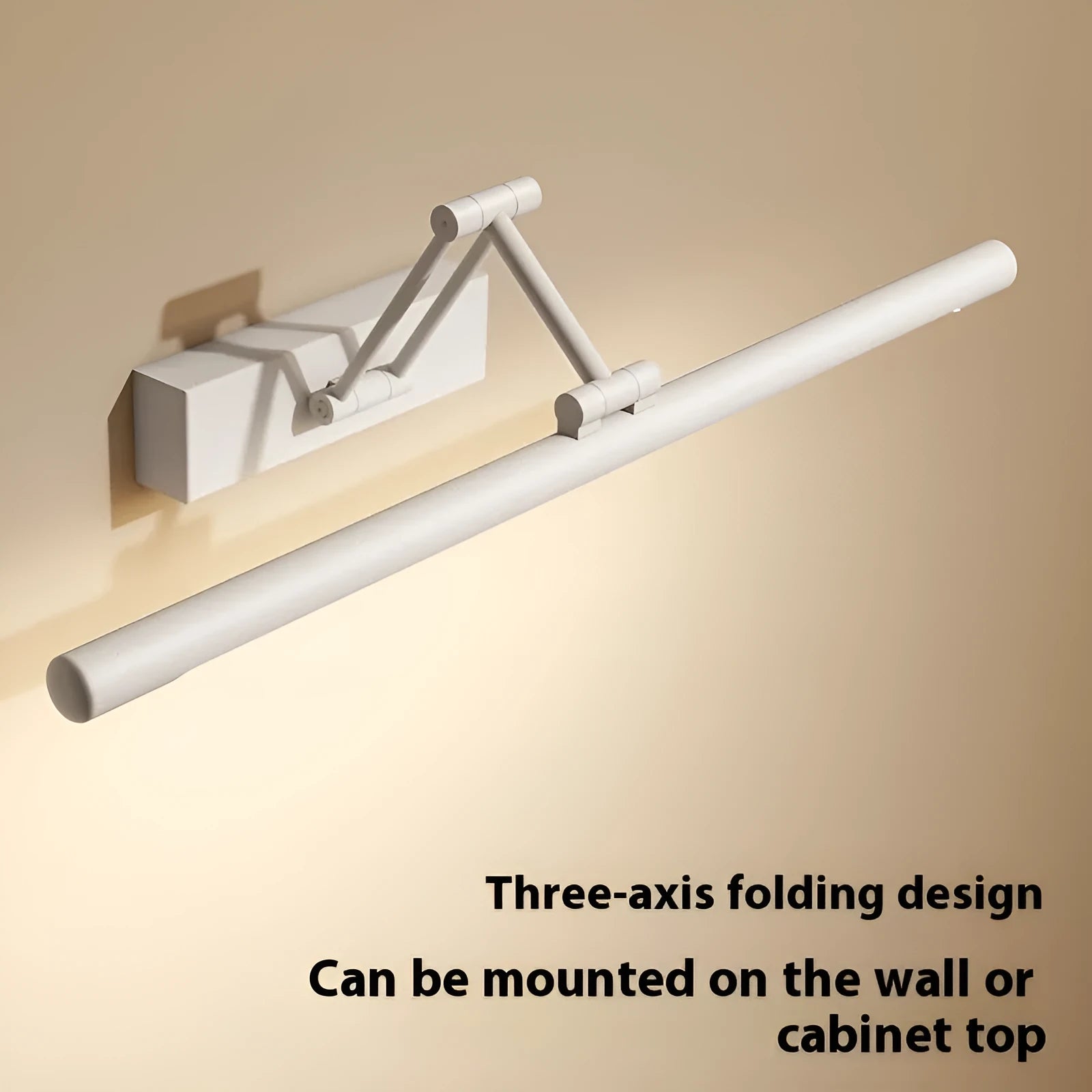 Modern LED strip lamp mounted above bathroom mirror in sand black finish