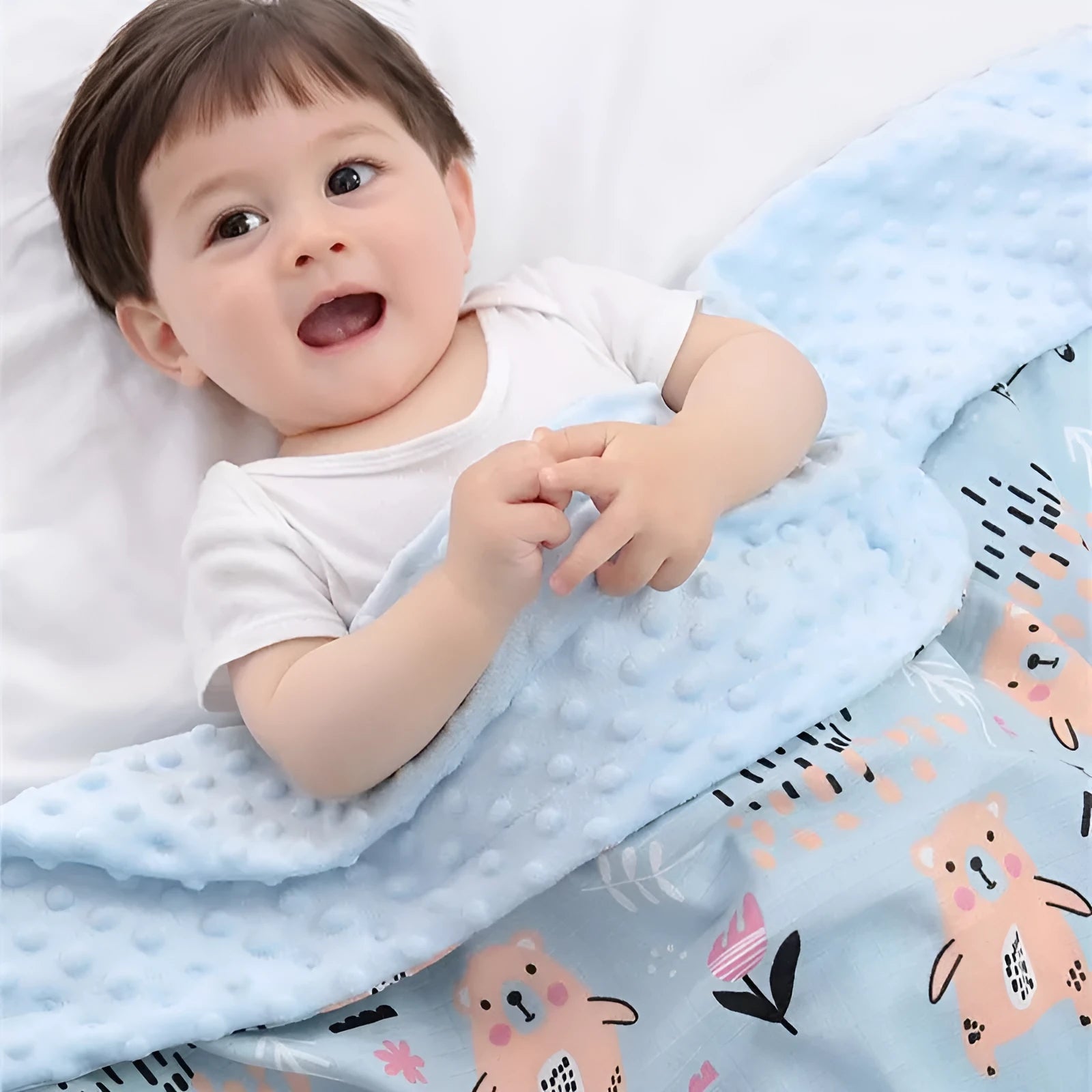 3D bubble baby blanket Doudou blanket 70x110cm with hot-pressed texture for sensory development and security