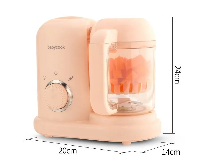 Baby food processor with steamer and blender functions in green or pink